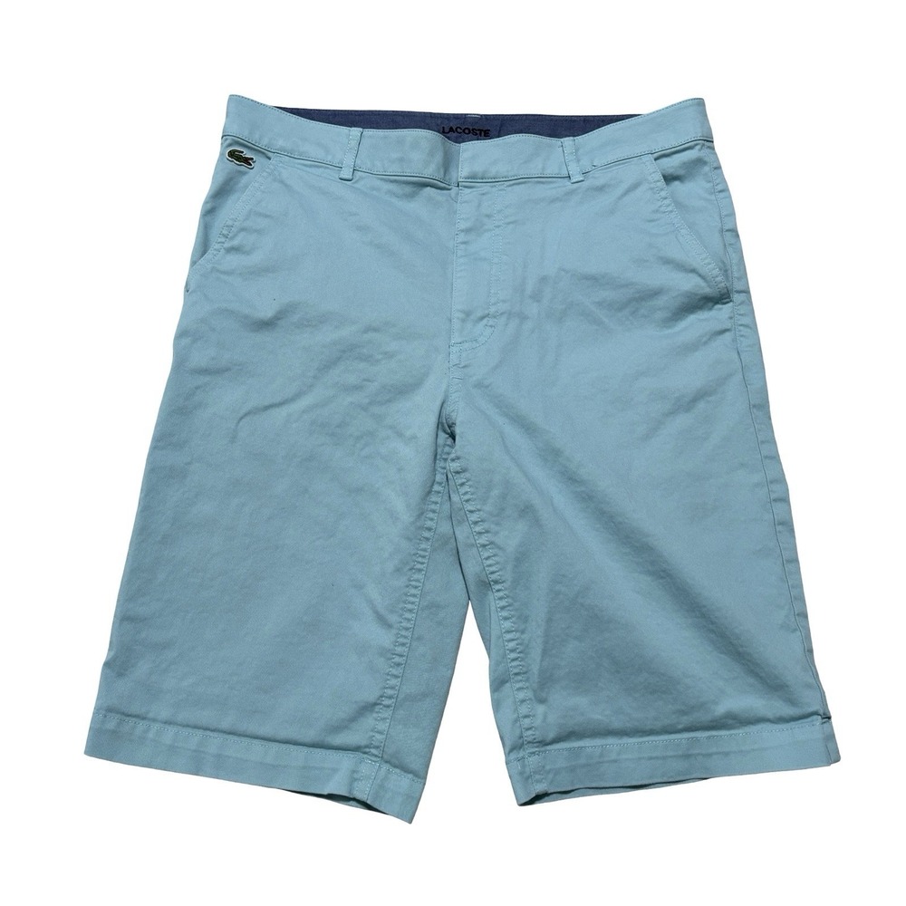 Lacoste Youth Boys Chino Flat Front Shorts Blue Size 16 - 30 x 10